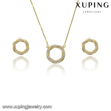 63840 xuping мода круглый дизайн шарм циркон 14k золотой цвет комплект ювелирных изделий